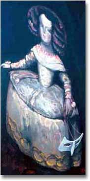 painting entitled 'Infanta w/ Commedia Dell' Arte Mask (after Velasquez)', from 1986